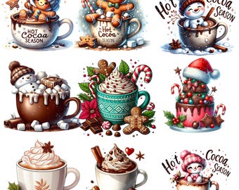 Christmas Coffee Quotes Clipart Bundle, Holiday Latte Art, Festive Espresso, Drinks PNG, Gingerbread Coffee Mug, Cozy Winter ClipArt