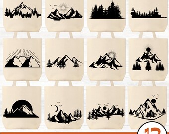 Bolsa de mano con montañas SVG, bolsa de mano divertida PNG, bolsa de mano SVG, bolsa de mano PNG, bolsa de mano divertida, bolsa de lona Archivos de corte para Cricut
