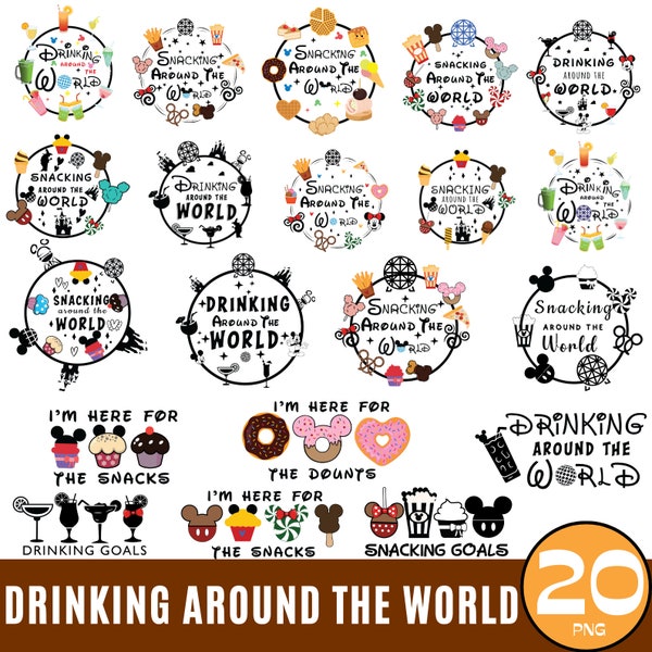 20 snacks en drinken over de hele wereld PNG-bundel, familiereis PNG, drankjes en voedingsmiddelen, vacay-modus, herinneringen maken PNG