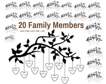 20 Family tree with Branches svg bundle, Family Tree Heart SVG, Family reunion svg,Family tree png, Family tree branch svg, Tree of life svg