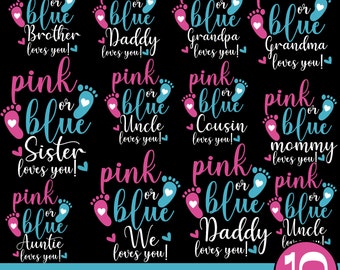 Pink or blue We love you svg, Pink or Blue Mommy Daddy Love You SVG, Gender Reveal svg, Gender Reveal Shirt svg, Baby Footprint