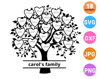 Family tree svg 18 members, Family reunion svg, Custom family tree svg 18 names, Family tree clipart, cricut svg, svg files for silhouette