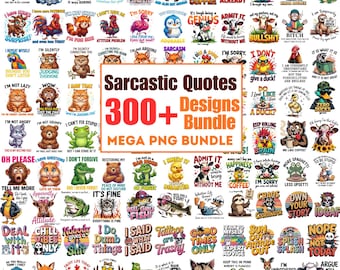 300以上の皮肉な名言PNGメガバンドル｜面白いミームクリップアートメガパック｜Tシャツ、ステッカー、マグカップ用の面白い名言デザイン｜デジタルダウンロード