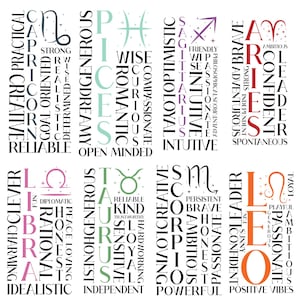 12 Zodiac Signs SVG Bundle, Astrology Clipart, Horoscope SVG, Positive Zodiac Quotes, Star Sign Shirt Designs, Zodiac Symbols, Digital Png image 2