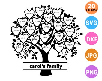 Family tree svg 20 members, Family reunion svg, Custom family tree svg 20 names, Family tree clipart, cricut svg, svg files for silhouette