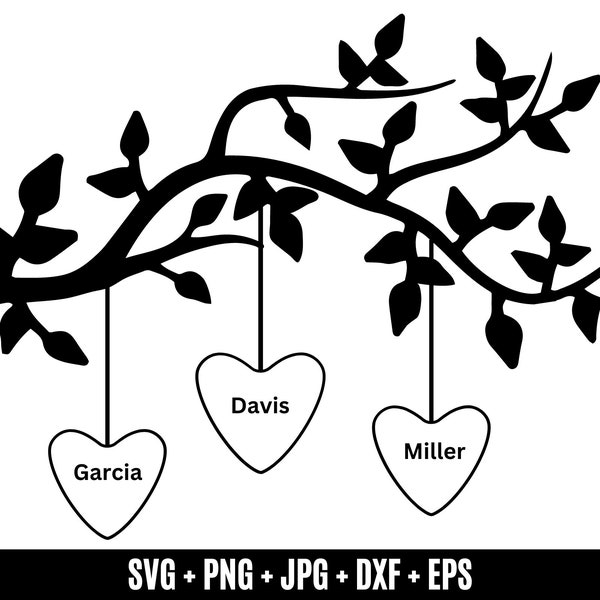 Family tree svg 3 members, Family branch svg, Tree Monogram Svg, Family Reunion Svg, Tree of Life Svg, Tree Ornament svg, Heart Svg