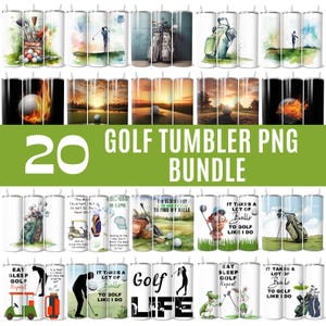 20 Golf Tumbler Wrap Bundle, Golfing Life 20oz Skinny Tumbler, Funny Golf Tumbler PNG, Golf Lover Tumbler, Sublimacja PNG, Pobieranie cyfrowe