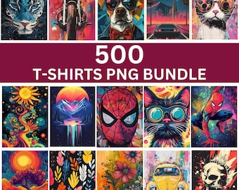 500 T Shirts Designs Bundle, 3D Cute and Funny Cat, Dog and Lion T shirts PNG, Colorful and Stylish T shirt, TShirts For Kids, Men and Woman