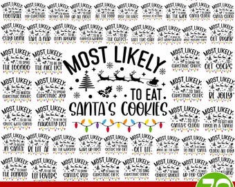 Most Likely to Christmas SVG Bundle, 70 Funny Christmas Svg Designs, Family Matching Shirts, Cricut Silhouette
