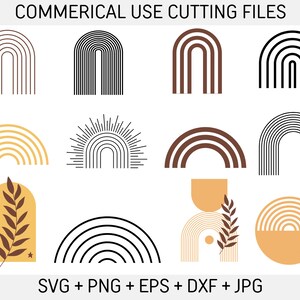 Pacote svg de arco-íris boho, svg de arco-íris fofo, clipart de arco-íris boho, svg de arco-íris, arco-íris desenhado à mão, clipart de arco-íris, boho