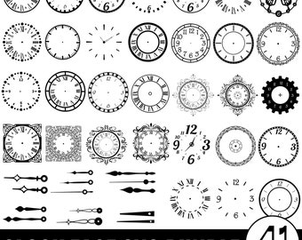 Pacchetto SVG quadrante orologio, orologio Svg, numeri orologio Svg, orologio con numeri romani, clipart quadrante orologio, modello quadrante orologio, Silhouette Cricut Cut Svg