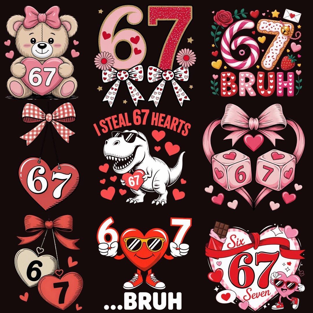 70 Six Seven Valentine Png Bundle,preppy 67 Valentine Png,six Seven ...