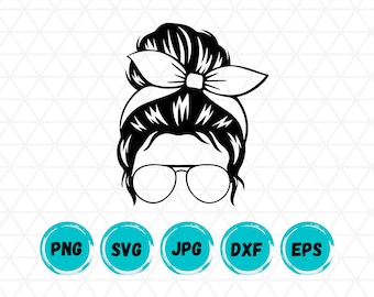 Mom Life Svg Bundle, Messy Bun Svg, Messy Bun Mom Svg, Mom Skull, Messy Bun Hair Svg, Headband Mom Life Svg, Cut File Cricut, Silhouette