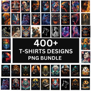 400+ T-Shirt Designs Bundle, künstlerische T-Shirt Designs, buntes Tshirt PNG, modernes T-Shirt für Männer Frau Kinder, digitaler Download