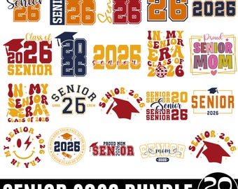 Senior 2026 Svg Bundle, Class of 2026 Png, Senior 2026 Shirt Svg, School Graduation Png, Gifts for Girls & Boys, Senior Mom Svg