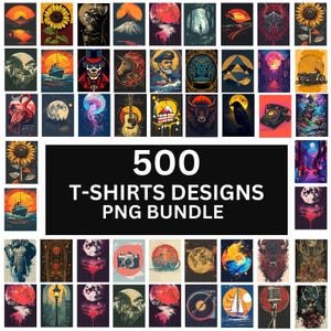 Lot de 500 modèles de t-shirt, t-shirt moderne pour homme femme enfants, tshirt coloré PNG, modèles de t-shirt artistiques, téléchargement numérique
