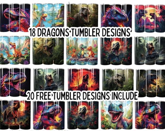 3D Dragon 20oz Tumbler Wrap PNG Design,3D skinny Sublimation Wrap,Seamless Dragon Wrap,Straight Design png,Dragon Template, Digital Download