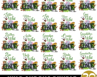 Wild One 1. Geburtstag Safari Tiere Png-Bundle, Wild One Familie Passende Geburtstag Png Bundle, Dschungel Safari Designs, digitaler Download