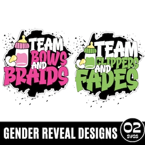 Gender Reveal Svg Designs, Team Bows And Braids, Team Clippers And Fades Svg Png Designs, Gender Reveal Shirt Png, Pregnancy Svg