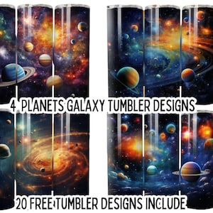 3D Planet Galaxy Bundle 20 Oz Tumbler PNG, Design sublimation planète, univers Tumbler, Wrap sans couture, Tumbler droit PNG en téléchargement numérique