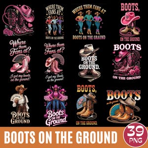 39 Boots On the Ground PNG Bundle, Pink Cowgirl Boots PNG, Western Sublimation Design, Black Cowgirls Png, Instant Download