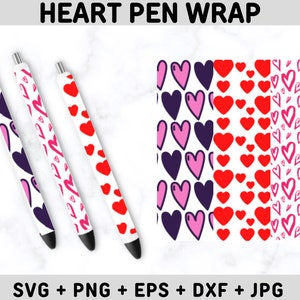 Pen Wrap SVG PNG, Heart Pen wrap svg, Pen Wrap Patterns, Glitter Pen Digital Template, Pen Wraps for Vinyl, Epoxy Pen Wrap, Instant Download