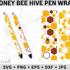 Pen Wrap SVG PNG, Honey Bee Hive svg Pen Wraps Patronen, Glitter Pen Digitale Sjabloon, Pen Wraps voor vinyl, Epoxy Pen Wrap, Instant Download