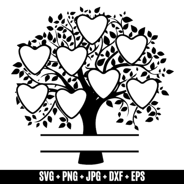 Family tree svg  8 members, Tree of life svg, Family reunion svg, Family Heart Tree Svg, custom family tree svg 8 name, Family Tree Branch