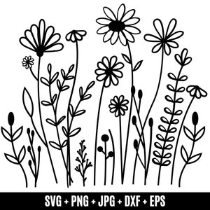 Wildflowers svg, floral frame svg, Split monogram svg, Bouquet SVG, Floral svg, nature svg, flower sketch svg,  Minimalist Flower Bouquet,