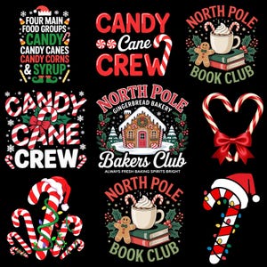 Lot de cannes en bonbon de l'équipage de Noël 2025 png, Noël rétro png, canne en bonbon, Noël pour enfants, bonbon long des fêtes de fin d'année, dîner de Noël png