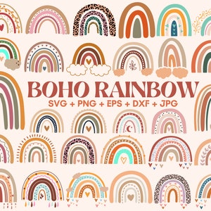 30 Boho rainbow svg bundle, cute rainbow svg, boho rainbow clipart, rainbow clipart, rainbow svg, hand drawn rainbow, boho stickers