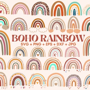 30 Boho rainbow svg bundle, cute rainbow svg, boho rainbow clipart, rainbow clipart, rainbow svg, hand drawn rainbow, boho stickers