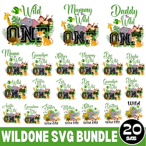 Familia Wild One a juego PNG, Madre de la salvaje, Animal del zoológico PNG, León jirafa de safari en la jungla, Sublimación PNG de primer cumpleaños de Wild One