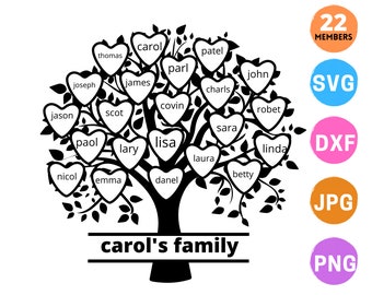 Family tree svg 22 members, Family reunion svg, Custom family tree svg  22 names, Family tree clipart, cricut svg, svg files for silhouette
