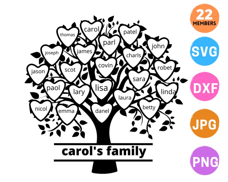 Family Tree Svg 22 Members Family Reunion Svg Custom Family - Etsy