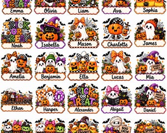 25 Personalized Halloween PNG Bundle , Cute Halloween  Designs, Ghost Pumpkin Clipart, Trick or Treat PNG, Kids Halloween Digital Download