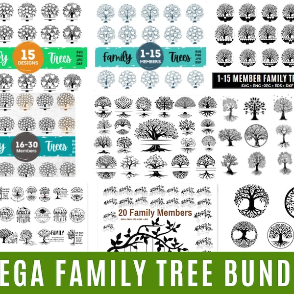 Mega family tree bundle svg, Family tree svg, Family tree with quotation svg, tree of life svg, Family Tree SVG Custom with Family Name