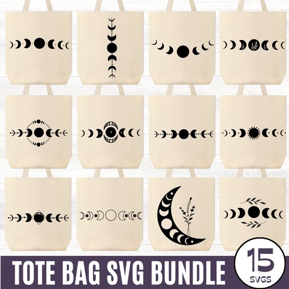 15 Tote Bag SVG Bundle, Funny Tote Bag Svg, Funny Moon svg, Tote Bag Png, Tote Bag Designs, Mom Bag Svg, Market Bag svg, Digital Download