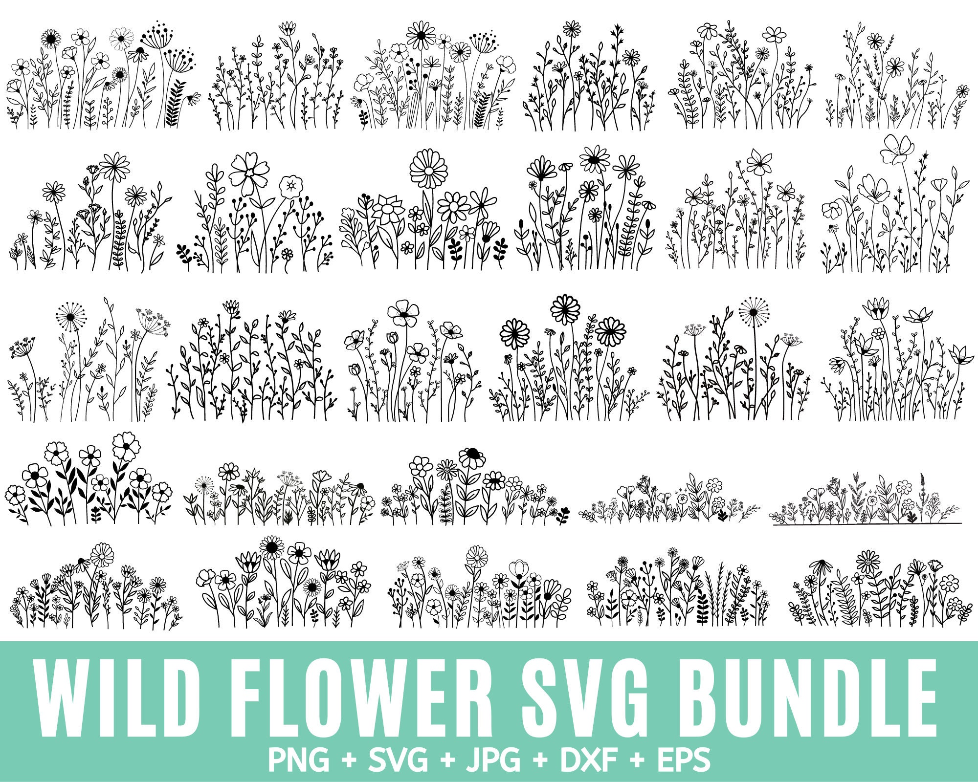 28 Wildflowers Svg Wild Flower Svg Bundle Floral Frame Svg - Etsy Australia