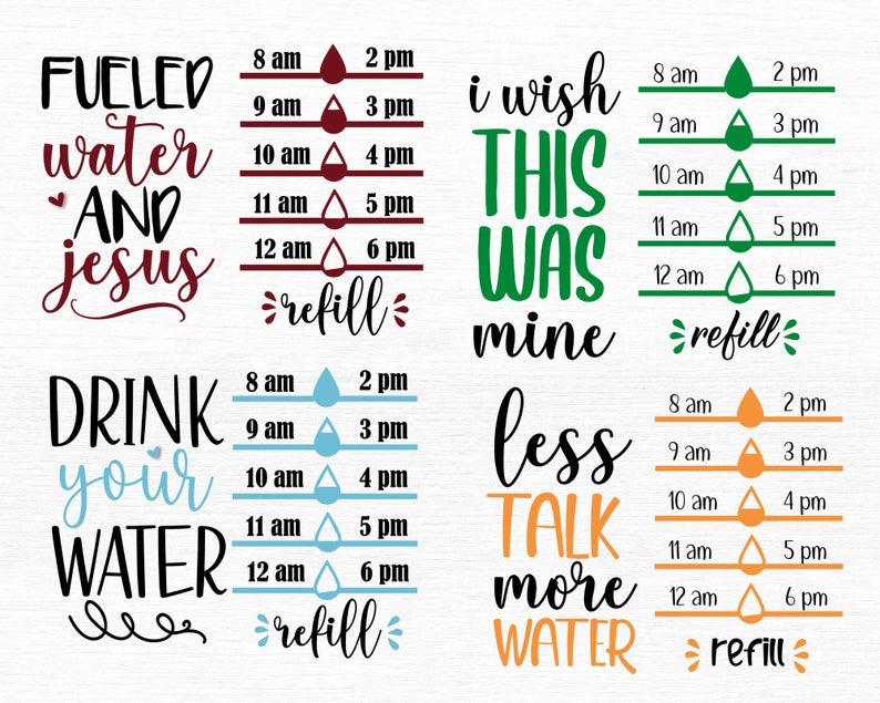 10 Drink Your Effing Water Tracker SVG Silhouette Design , Water Bottle Tracker Svg Bundle, water tracker svg, water bottle tracker clipart image 3