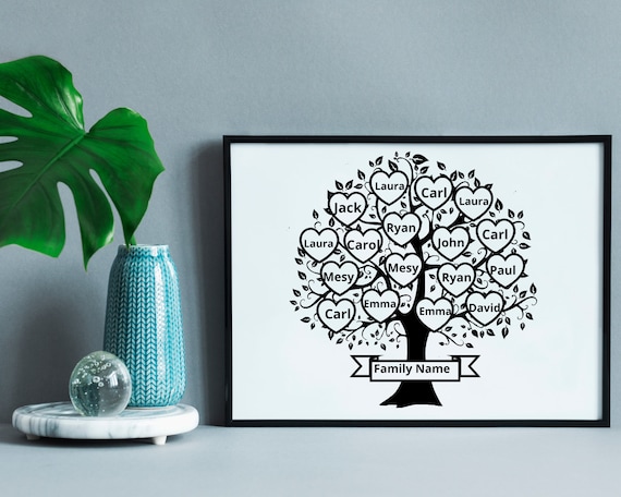 Family Tree Svg 17 Members, Family Heart Tree Svg, Family Reunion