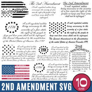 10 Pacote SVG da 2ª Emenda, Nós, o Povo svg, Bandeira Americana svg, Patriótico svg, Arquivo de Bandeira Esfarrapada da 2ª Emenda, Arquivo Cricut Cut SVG 1776