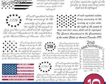 10 Pacote SVG da 2ª Emenda, Nós, o Povo svg, Bandeira Americana svg, Patriótico svg, Arquivo de Bandeira Esfarrapada da 2ª Emenda, Arquivo Cricut Cut SVG 1776
