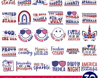Retro 4th of July SVG Bundle, 4th of July Quotes, Fourth of July, Independence Day svg,  Retro America svg, Patriotic Png, Love America Svg