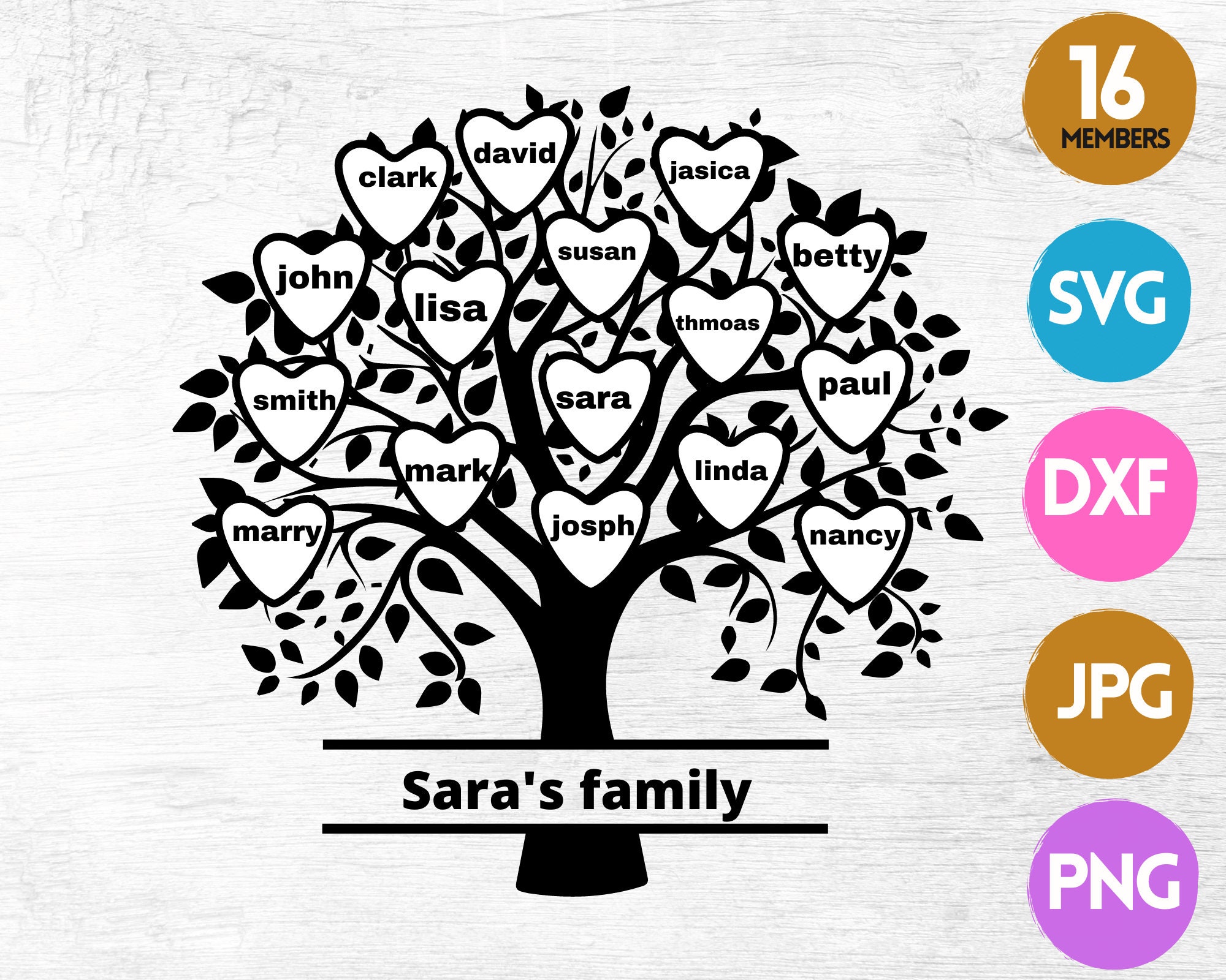 Family Tree Svg 16 Members Family Reunion Svg Custom Family - Etsy