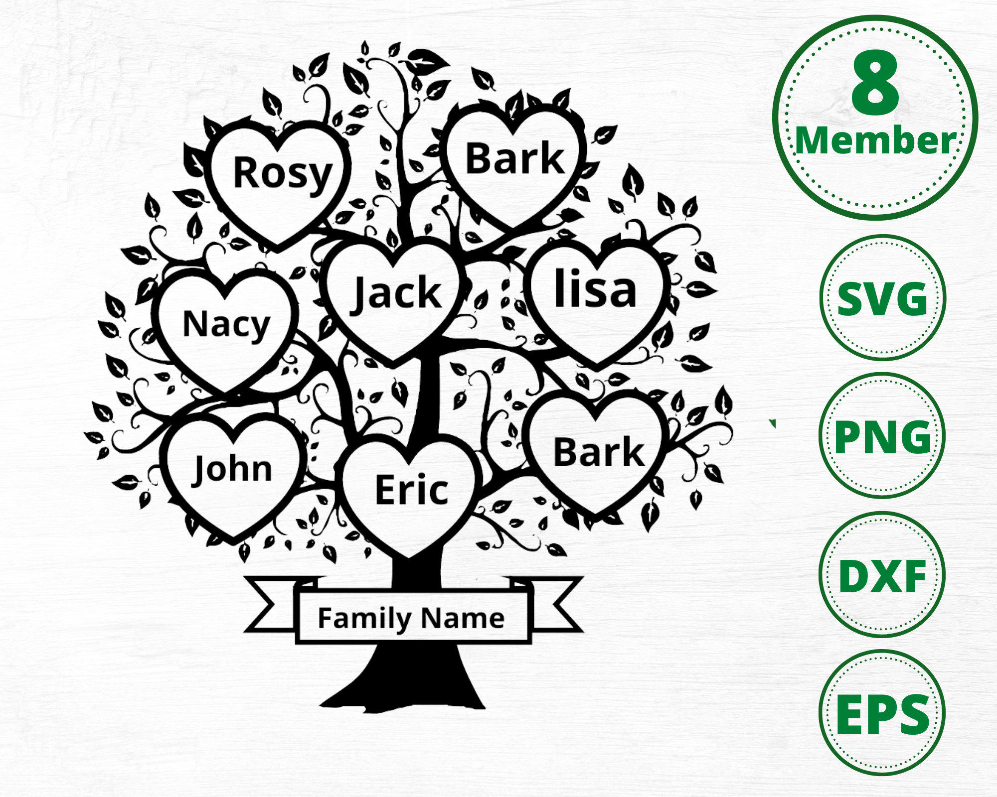 Family Tree Svg 8 Members Family Heart Tree Svg Family - Etsy UK