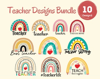 Teacher Rainbow svg bundle, teacher rainbow png SVG, Teacher Life svg,Teacher Love Inspire, Teacher Cutfiles for cricut, svg,png,dxf,eps,jpg