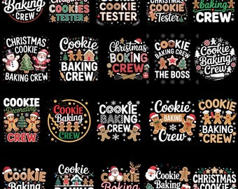 Christmas Cookie Crew PNG Bundle, Baking Crew Christmas PNG, Gingerbread Cookie Team Shirt Designs, Xmas Family Holiday PNG