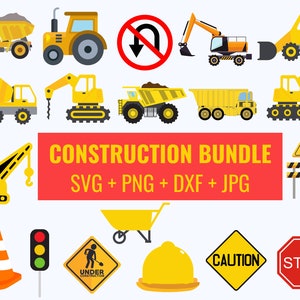 Bouw SVG, vrachtwagens Svg, graafmachine Svg, bouwbundel svg, dumper Svg, bulldozer svg, vrachtwagen Clipart voor Cricut en silhouet