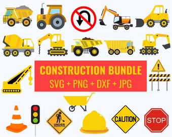 Construction SVG, Trucks Svg, Excavator Svg, Construction bundle svg, Dump Truck Svg, Bulldozer svg, Truck Clipart for Cricut And Silhouette